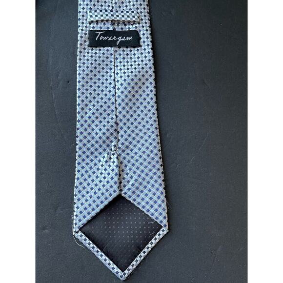 Mens Silk Tie Handmade 100% Silk Blue Geometric Career Office Dress Workwear - Picture 5 of 8